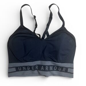 Under Armour Black Gray Compression Crossback Sports Bra